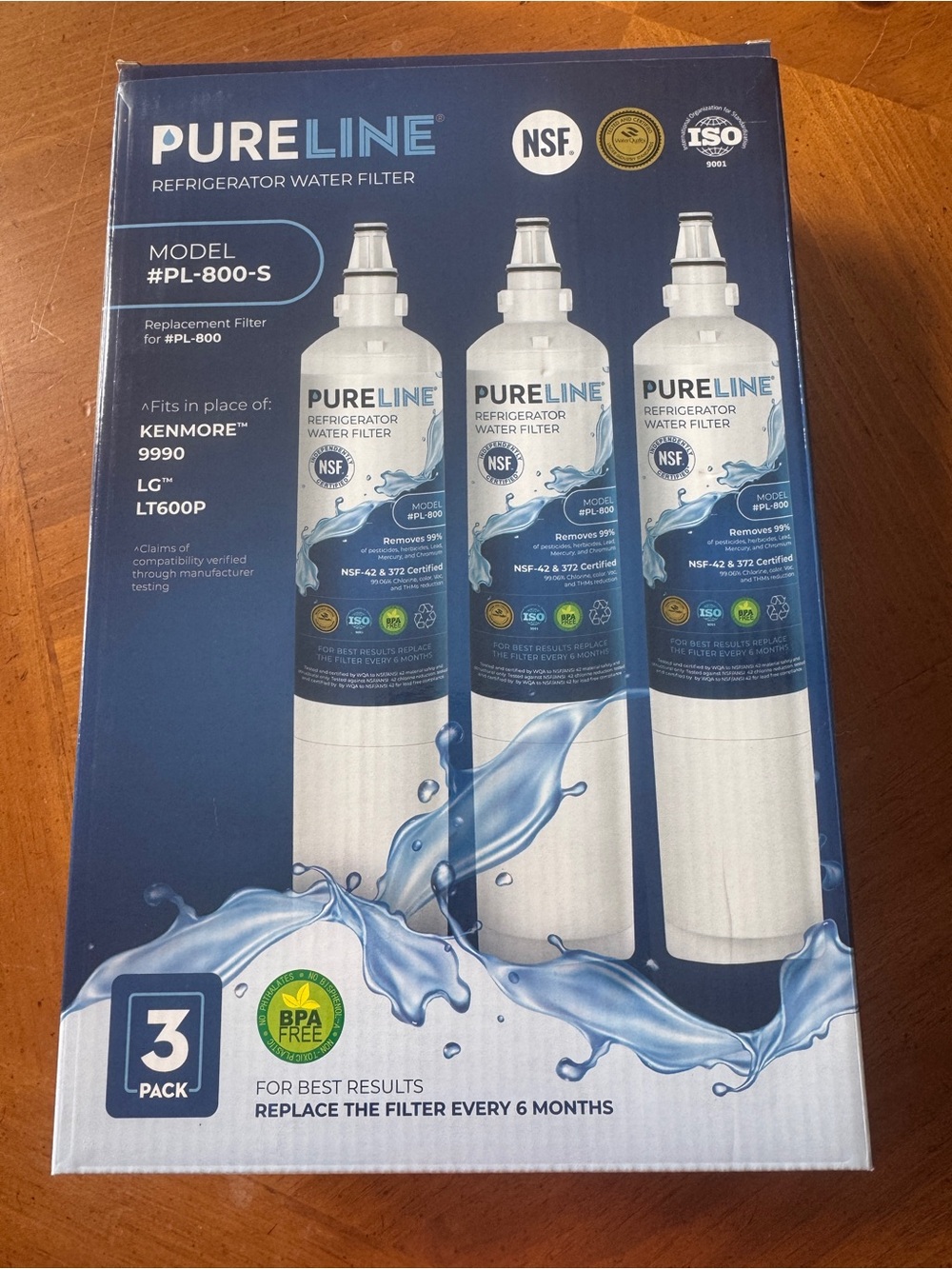 TWO PURELINE Refrigerator Water Filters- White & Blue pack of TWO filters